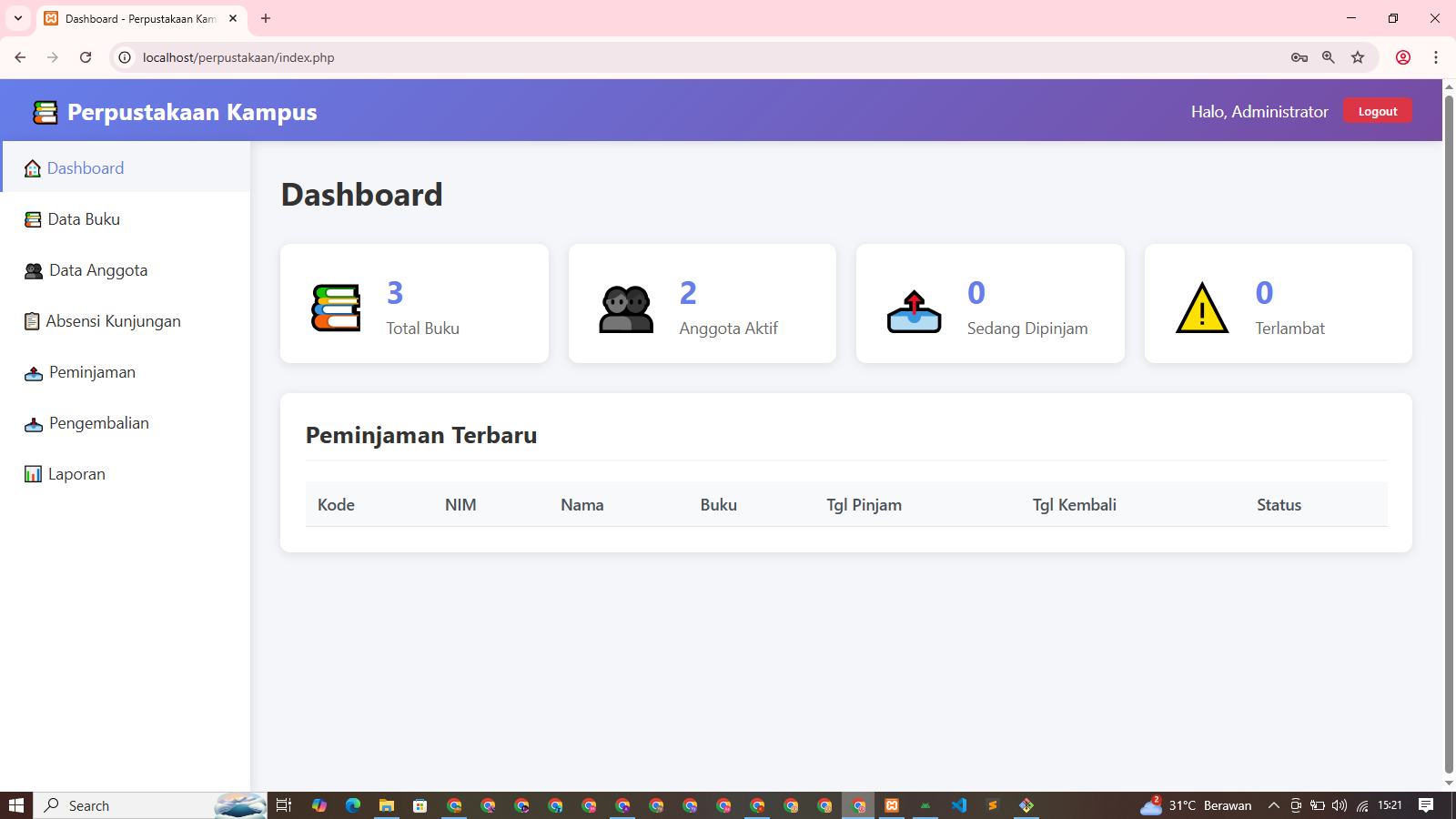 Aplikasi Sistem Informasi Perpustakaan Sederhana (PHP & MySQL)